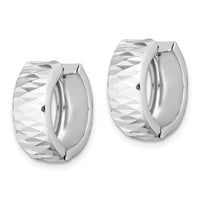 Sterling Silver Rhodium Diamond Cut Polished Hinged Hoop Earrings
