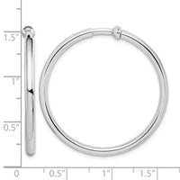 Sterling Silver RH-plated 2.5x37mm Non-Pierced Round Hoop Earrings