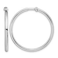 Sterling Silver RH-plated 2.5x37mm Non-Pierced Round Hoop Earrings