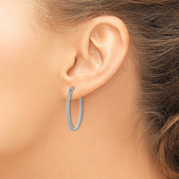 Sterling Silver Rhodium-plated Laser Cut 2mm Endless Hoop Earrings