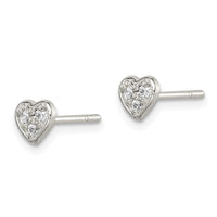 Sterling Silver Polished CZ Heart Petite Post Earrings