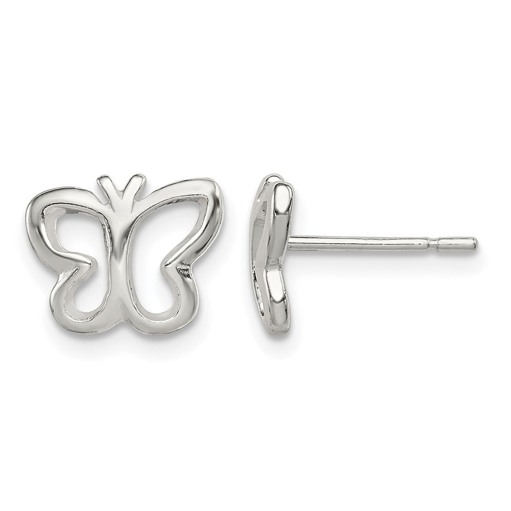 Sterling Silver Polished Butterfly Post Earrings