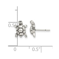 Sterling Silver Polished & Antiqued Turtle Post Earrings