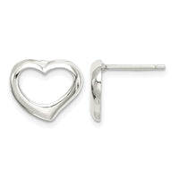 Sterling Silver Rhodium-plated Heart Post Earrings