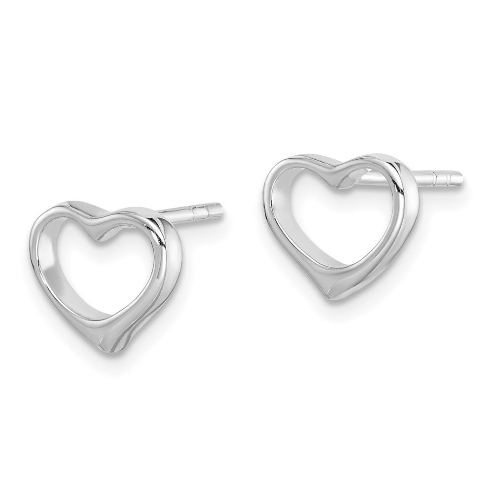 Sterling Silver Rhodium Plated Open Heart Post Earrings