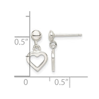 Sterling Silver Dangle Heart Post Earrings