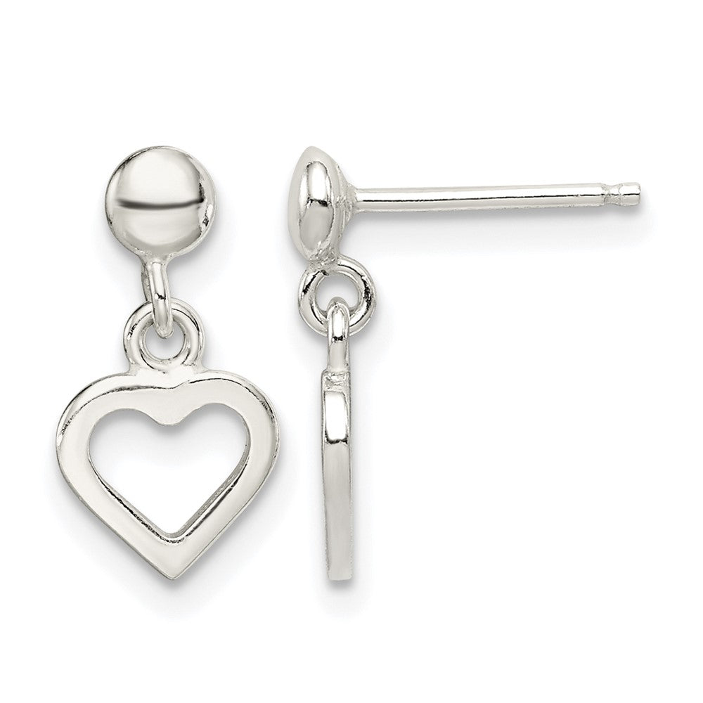 Sterling Silver Dangle Heart Post Earrings