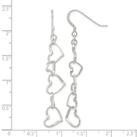 Sterling Silver Heart Dangle Shepherd Hook Earrings