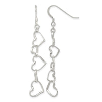 Sterling Silver Heart Dangle Shepherd Hook Earrings