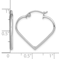 Sterling Silver Rhodium Plated Heart Hoop Earrings