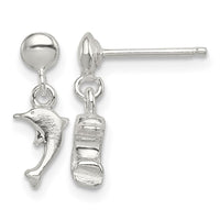 Sterling Silver Polished Dolphin Post Dangle Earrings