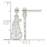 Sterling Silver Polished Snowmen Post Dangle Earrings