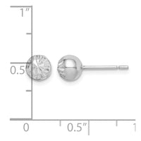 Sterling Silver Rhod-plated Diamond Cut 6mm Ball Post Earrings