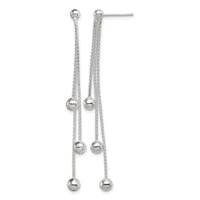 Sterling Silver Polished 3-Strand Beaded Post Dangle Earrings