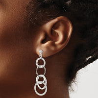 Sterling Silver Polished and Hammered Circles Post Dangle Earrings