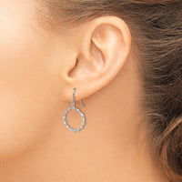 Sterling Silver Polished & Twisted Circle Dangle Shepherd Hook Earrings