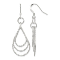 Sterling Silver Textured Teardrops Dangle Earrings