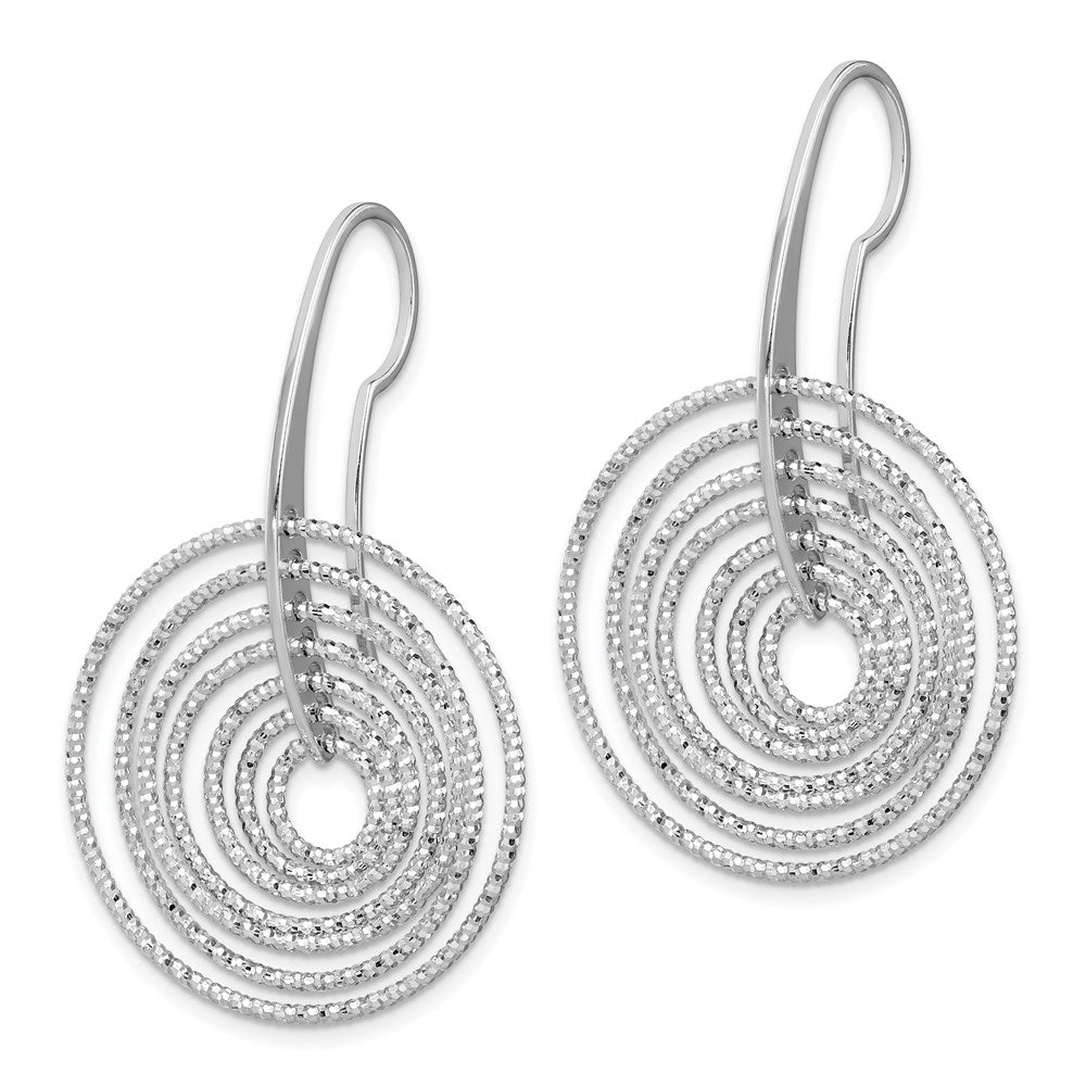 Sterling Silver Rhodium-plated D/C Concentric Circles Dangle Earrings