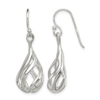 Sterling Silver Polished Fancy Twisted Teardrop Dangle Earrings
