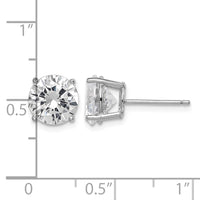 Sterling Silver Rhodium-plated Polished Round 8mm CZ Stud Earrings