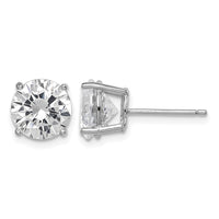 Sterling Silver Rhodium-plated Polished Round 8mm CZ Stud Earrings