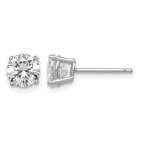 Sterling Silver Rhodium-plated Polished Round 6mm CZ Stud Earrings