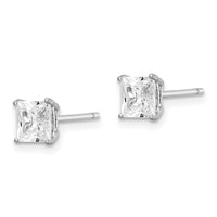 Sterling Silver Rhodium-plated Polished Square 5mm CZ Stud Earrings