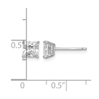 Sterling Silver Rhodium-plated Polished Square 5mm CZ Stud Earrings