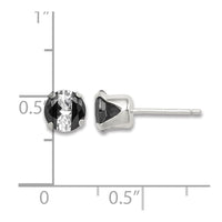 Sterling Silver Black & White 6mm Round CZ Snap-in Set Stud Earrings