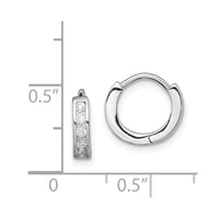 Sterling Silver Rhodium-plated CZ Hinged Hoop Earrings