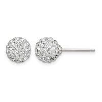 Sterling Silver Rhodium-plated Post 8mm White Czech Crystal Earrings