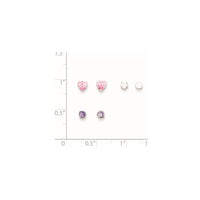 Sterling Silver  3 piece Stellux CrystalPost EarringSet
