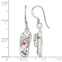 Sterling Silver Stellux Crystal Multi-Color/White Flip Flop Earrings