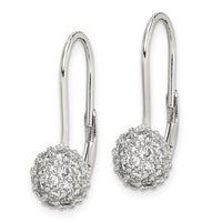 Sterling Silver Rhodium-plated CZ Leverback Earrings