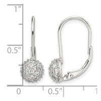 Sterling Silver Rhodium-plated CZ Leverback Earrings