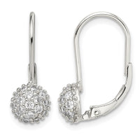 Sterling Silver Rhodium-plated CZ Leverback Earrings