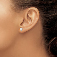 Sterling Silver Rhodium-plated Polished Heart Post Earrings