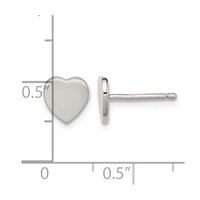 Sterling Silver Rhodium-plated Polished Heart Post Earrings