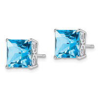 Sterling Silver Rhodium-plated Blue Topaz Earrings