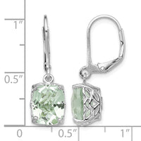 Sterling Silver Rhodium-plated Green Quartz Earrings
