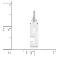 Sterling Silver/Rhodium-plated Elongated Polished Number 9 Charm