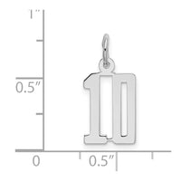 Sterling Silver/Rhodium-plated Elongated Number 10 Charm