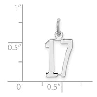 Sterling Silver/Rhodium-plated Elongated Number 17 Charm