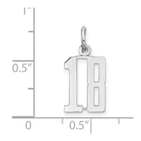 Sterling Silver/Rhodium-plated Elongated Number 18 Charm