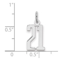 Sterling Silver/Rhodium-plated Elongated Number 21 Charm