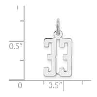 Sterling Silver/Rhodium-plated Elongated Number 33 Charm