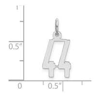 Sterling Silver/Rhodium-plated Elongated Number 44 Charm