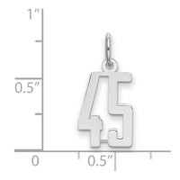 Sterling Silver/Rhodium-plated Elongated Number 45 Charm