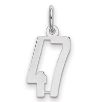 Sterling Silver/Rhodium-plated Elongated Number 47 Charm
