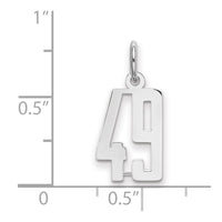 Sterling Silver/Rhodium-plated Elongated Number 49 Charm